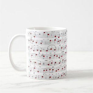 Love Song Red Hearts Music Score Coffee Mug