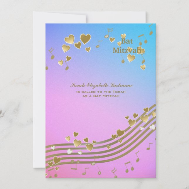 Love Songs Bat Mitzvah Invitation (Front)