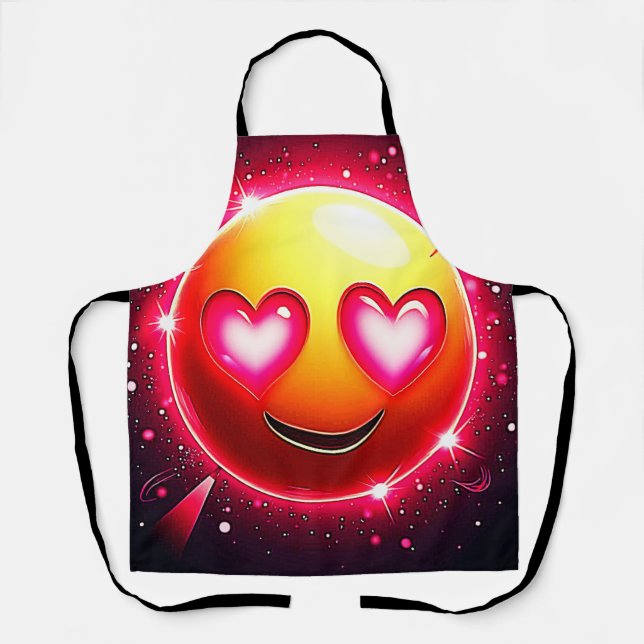 Love Sparkle Emoji Hearts Apron (Front)