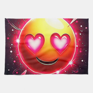 Love Sparkle Emoji Hearts Tea Towel