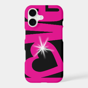 Love sparkle pink & black text case