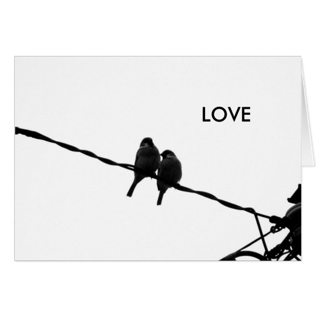 Love/Sparrow Pair B&W Photo Card (Front Horizontal)