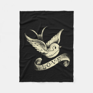Love Sparrow Vintage Tattoo Design  Fleece Blanket