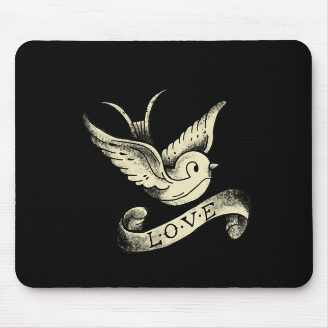 Love Sparrow Vintage Tattoo Design  Mouse Pad (Front)