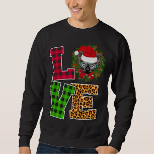 Love Sphynx Cat Santa Hat Leopard Funny Christmas Sweatshirt