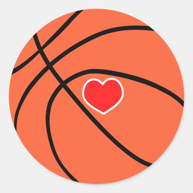 Love sport Basketball. Ball with heart Classic Round Sticker (Front)