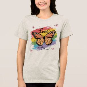 Love Spread it Around Rainbow and Butterflies Tri-Blend Shirt