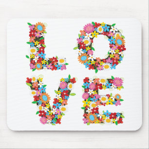 LOVE Spring Flowers Mousepad