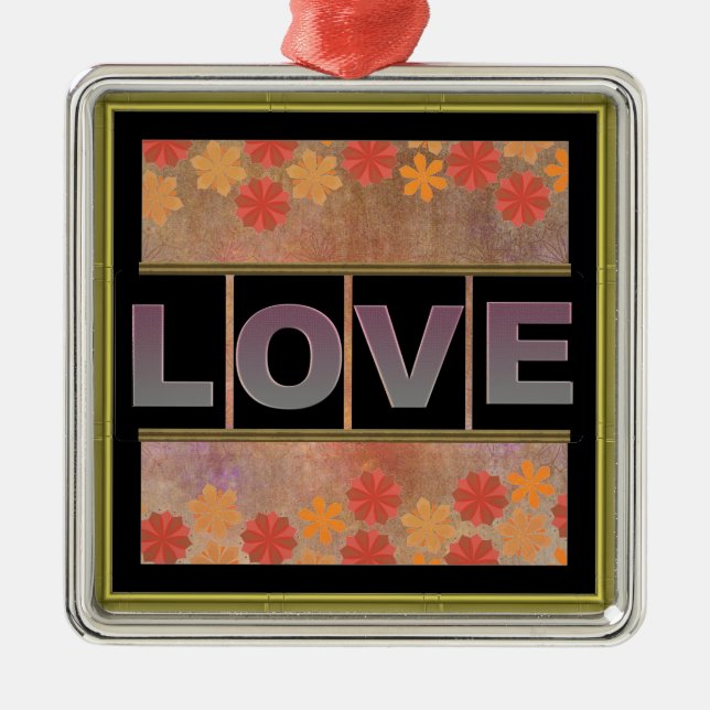 Love Square Metal Ornament (Front)