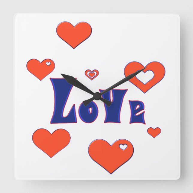 Love Square Wall Clock (Front)