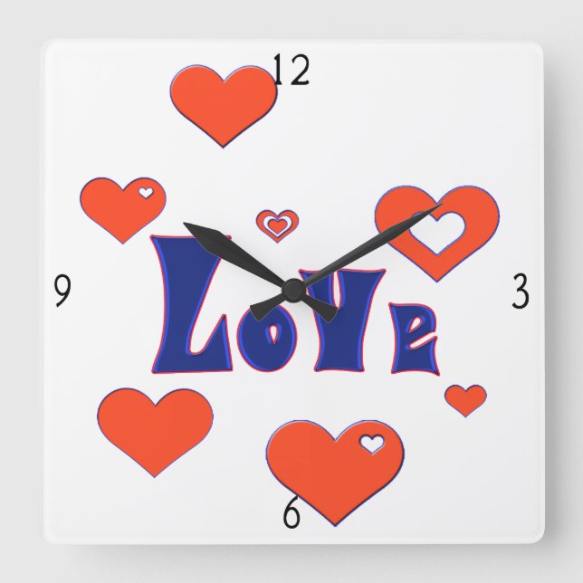 Love Square Wall Clock (Front)