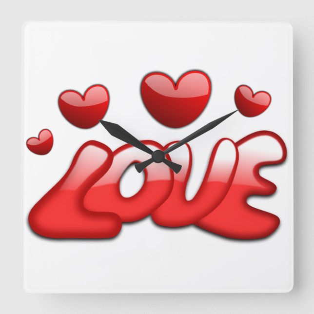 Love Square Wall Clock (Front)