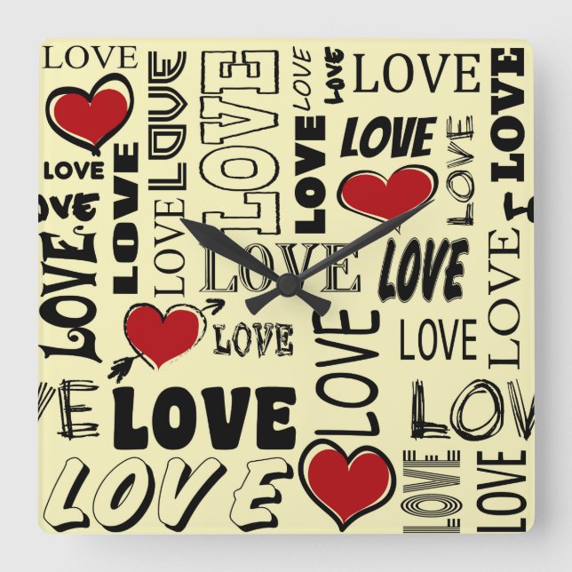 Love Square Wall Clock (Front)