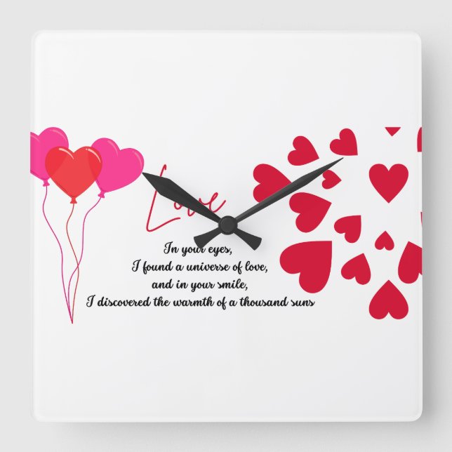Love  square wall clock (Front)