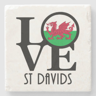 LOVE St Davids Wales Stone Coaster