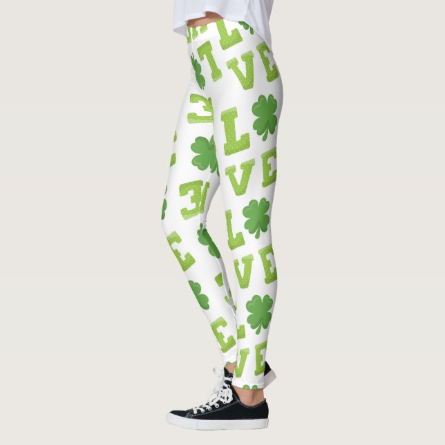 Love St Patrick's Day Clover Leggings (Left)