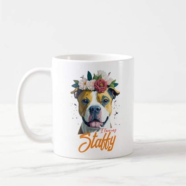 Love Staffordshire Bull Terrier - I Love My Staffy Coffee Mug (Left)