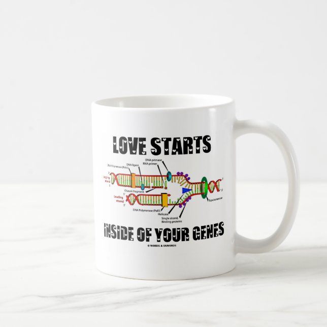 Love Starts Inside Of Your Genes (DNA Replication) Coffee Mug (Right)