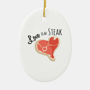 Love Steak Ceramic Tree Decoration