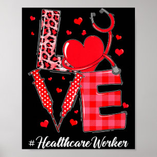 Love Stethoscope Healthcare Worker Leopard Valenti Poster