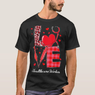Love Stethoscope Healthcare Worker Leopard Valenti T-Shirt