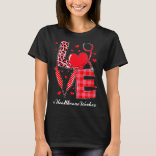 Love Stethoscope Healthcare Worker Leopard Valenti T-Shirt