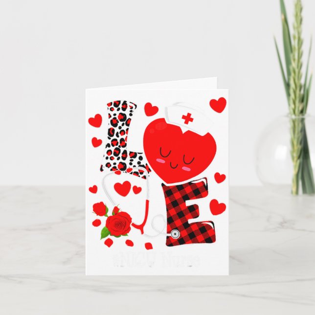 Love Stethoscope Heart Nicu Nurse Valentines Day  Card (Front)