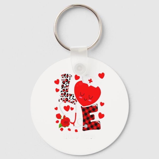 Love Stethoscope Heart Nicu Nurse Valentines Day  Key Ring (Front)