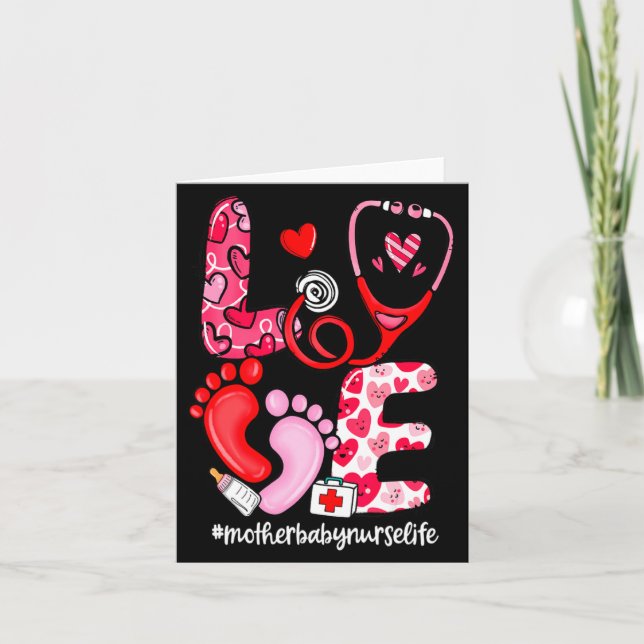 Love Stethoscope Mother Baby Nurse Life Valentine  Card (Front)