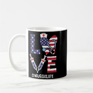 Love Stethoscope Nurse Fourth 4th Of July Nursing Coffee Mug