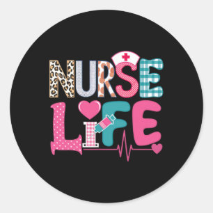 Love Stethoscope Nurse Life Valentine Day  Classic Round Sticker