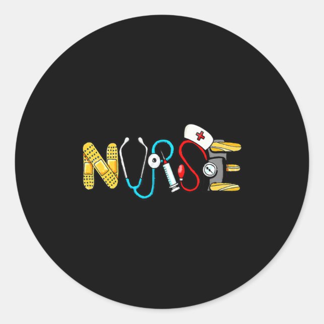 Love Stethoscope Nurse Life Valentine Day Women  Classic Round Sticker (Front)