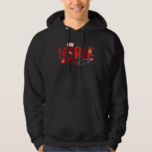 Love Stethoscope Nurse Week 2022 Leopard Plaid Red Hoodie