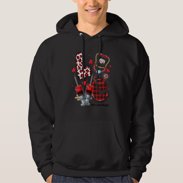 LOVE Stethoscope Paramedic Life Valentines Day Gif Hoodie (Front)