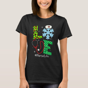 Love Stethoscope Snowflake Nurse Christmas PJs Xma T-Shirt