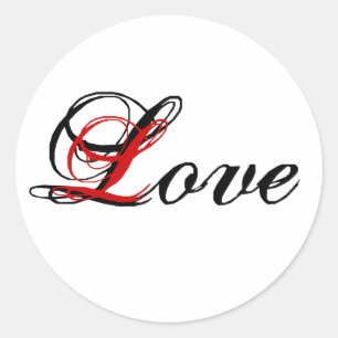 Love Sticker Black Red and White