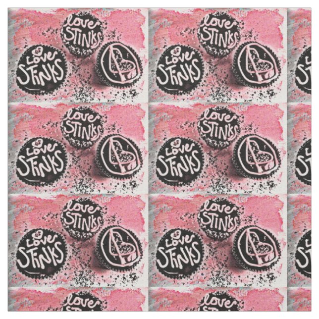 Love Stinks cupcakes Fabric (Swatch)