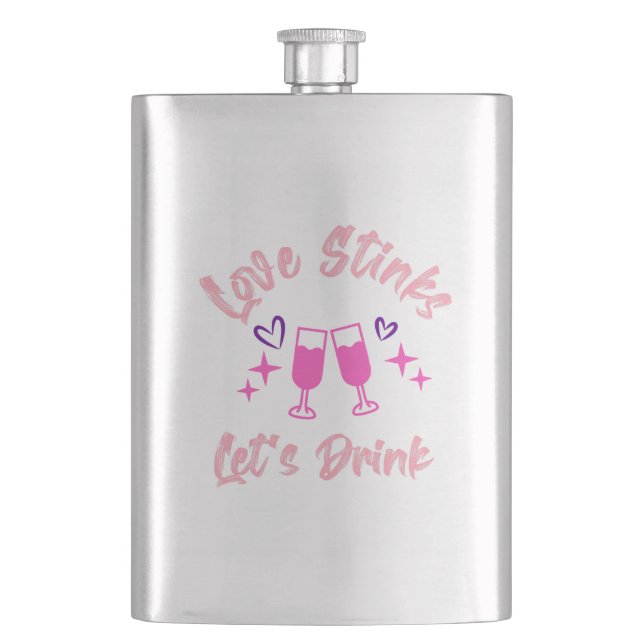 Love Stinks Lets Drink Hip Flask (Front)