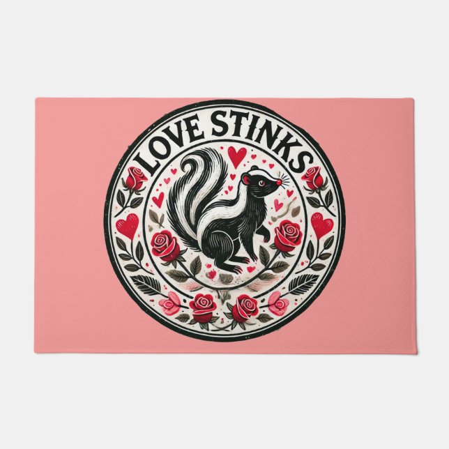 Love Stinks Skunks Valentine's Day                 Doormat (Front)
