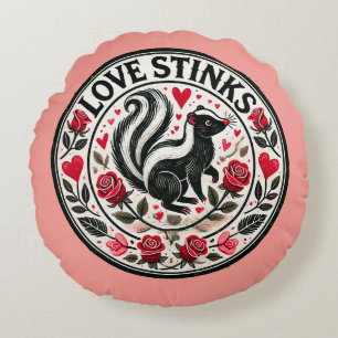 Love Stinks Skunks Valentine's Day Round Cushion