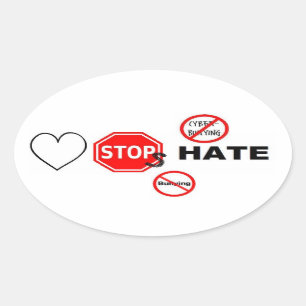 Love Stops Hate Oval Sticker