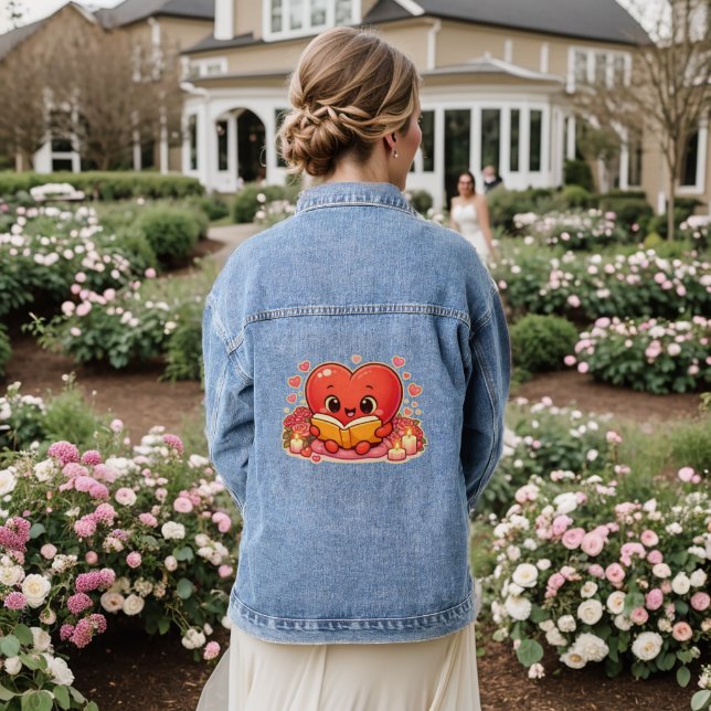 Love Stories Begin Within the Heart Denim Jacket (Wedding Back)