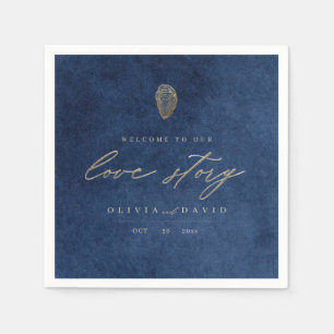 Love Story Blue Nautical Wedding Napkins