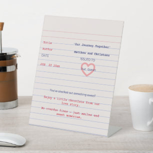 Love Story Due Date Library Card Wedding Pedestal Sign