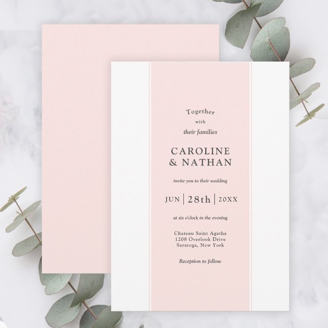 Love Story Elegant Colour Band in Blush Pink Invitation (Creator Uploaded)