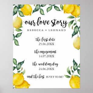 love story timeline wedding lemons summer sign
