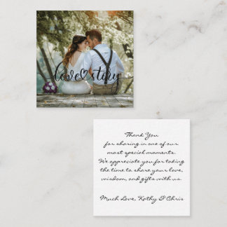 Love Story Wedding Picture Thank You Square Business Card