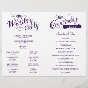 Love Story Wedding Program Flyer-Purple