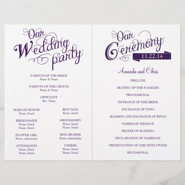 Love Story Wedding Program Flyer-Purple (Front)