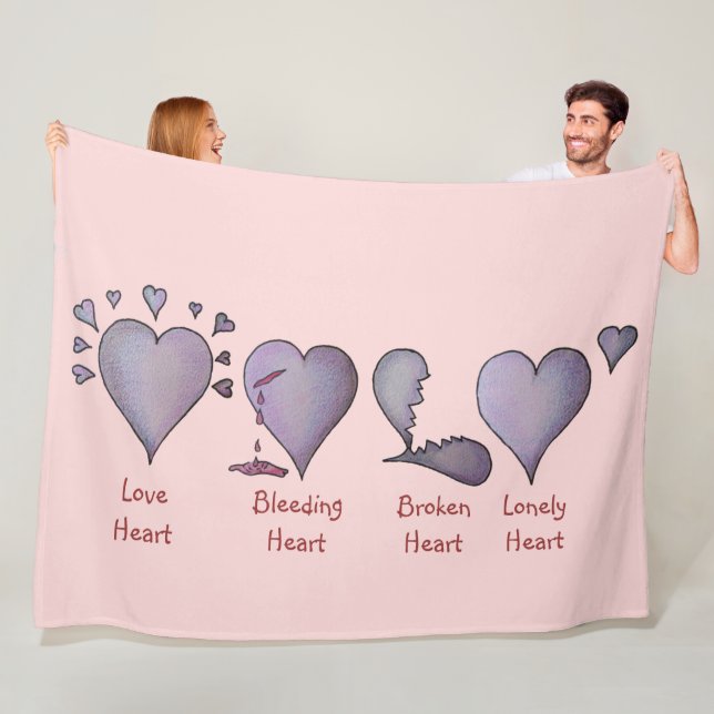love story with purple and black hearts romantic fleece blanket (In Situ)